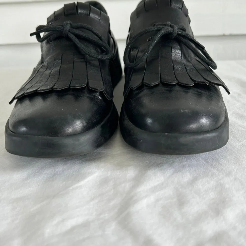Bruno Magli Sport Mens Black Fringe Leather Lace-Up Oxford Shoes Size‎ 37.5